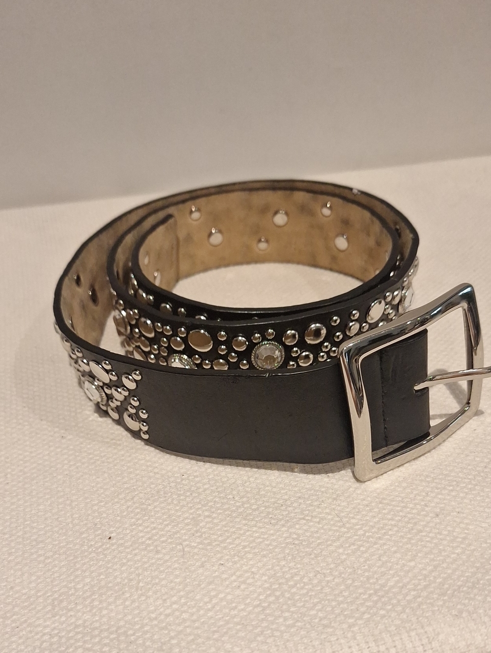 Black Studded Leather Lined Women’s Belt